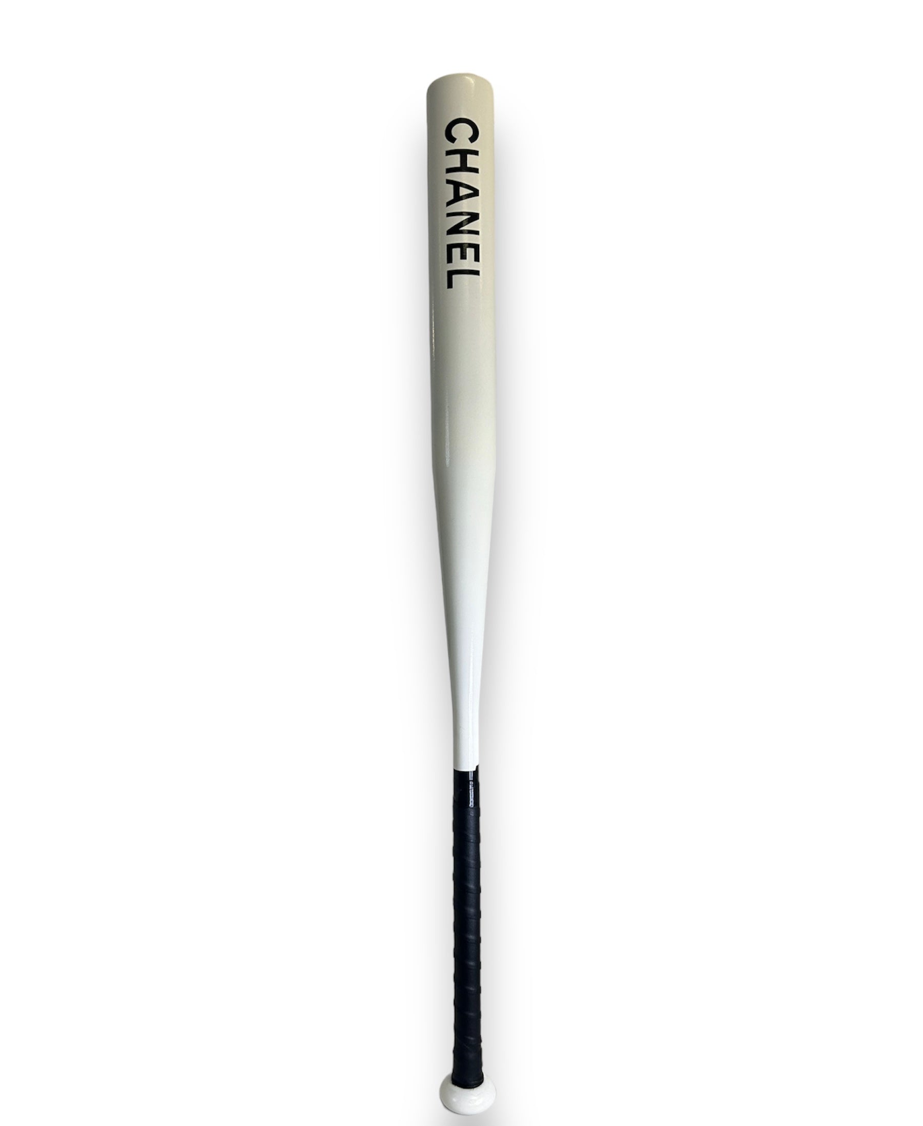 Batte de baseball Chanel Blanche de l'artiste wally walid sahraoui popart oeuvre d'art originale et unique au monde 
