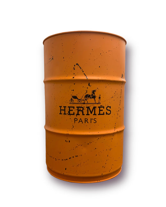 Baril Hermès tacheté de l'artiste wally walid sahraoui popart oeuvre d'art originale et unique au monde Tonneau personnaliser 