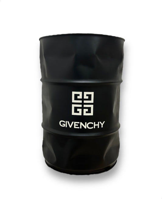 Baril Givenchy de l'artiste wally walid sahraoui popart oeuvre d'art originale et unique au monde Tonneau personnaliser 