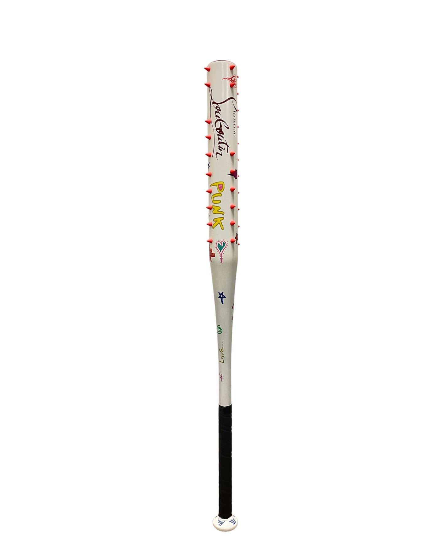 Batte de baseball Christian Louboutin clouter punk orange   de l'artiste wally walid sahraoui popart oeuvre d'art originale et unique au monde 