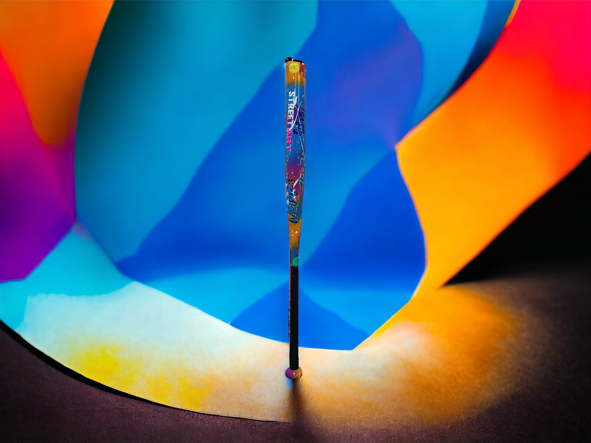Batte de baseball Street art  de l'artiste Wally walid sahraoui popart oeuvre d'art originale et unique au monde